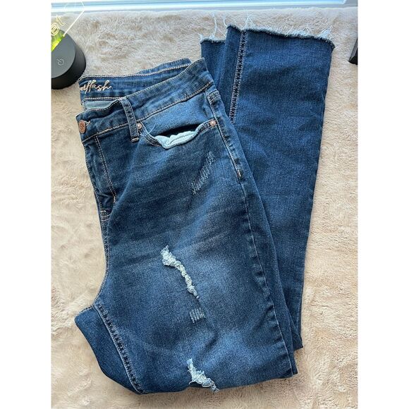 Lane Bryant Women's Plus Size 14 High Rise Distressed Jeans Blue - Picture 8 of 9